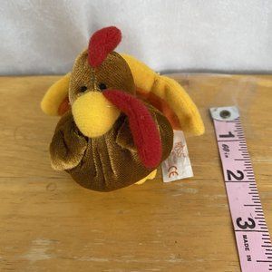 Vintage Russ Berrie Thanksgiving Turkey Brown Yellow Mini Plush